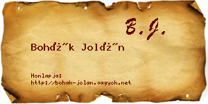 Bohák Jolán névjegykártya