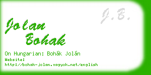 jolan bohak business card