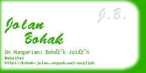 jolan bohak business card